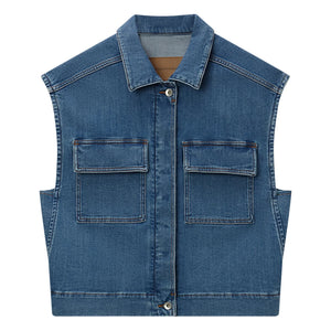 Pomandère - Sleeveless Denim Jacket | Blue
