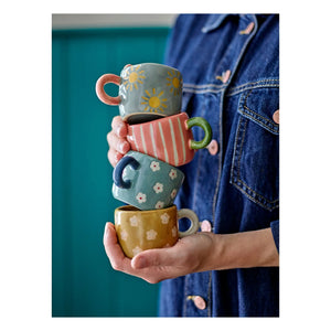 Bloomingville - Nini Striped Stone Ceramic Mug | Pink