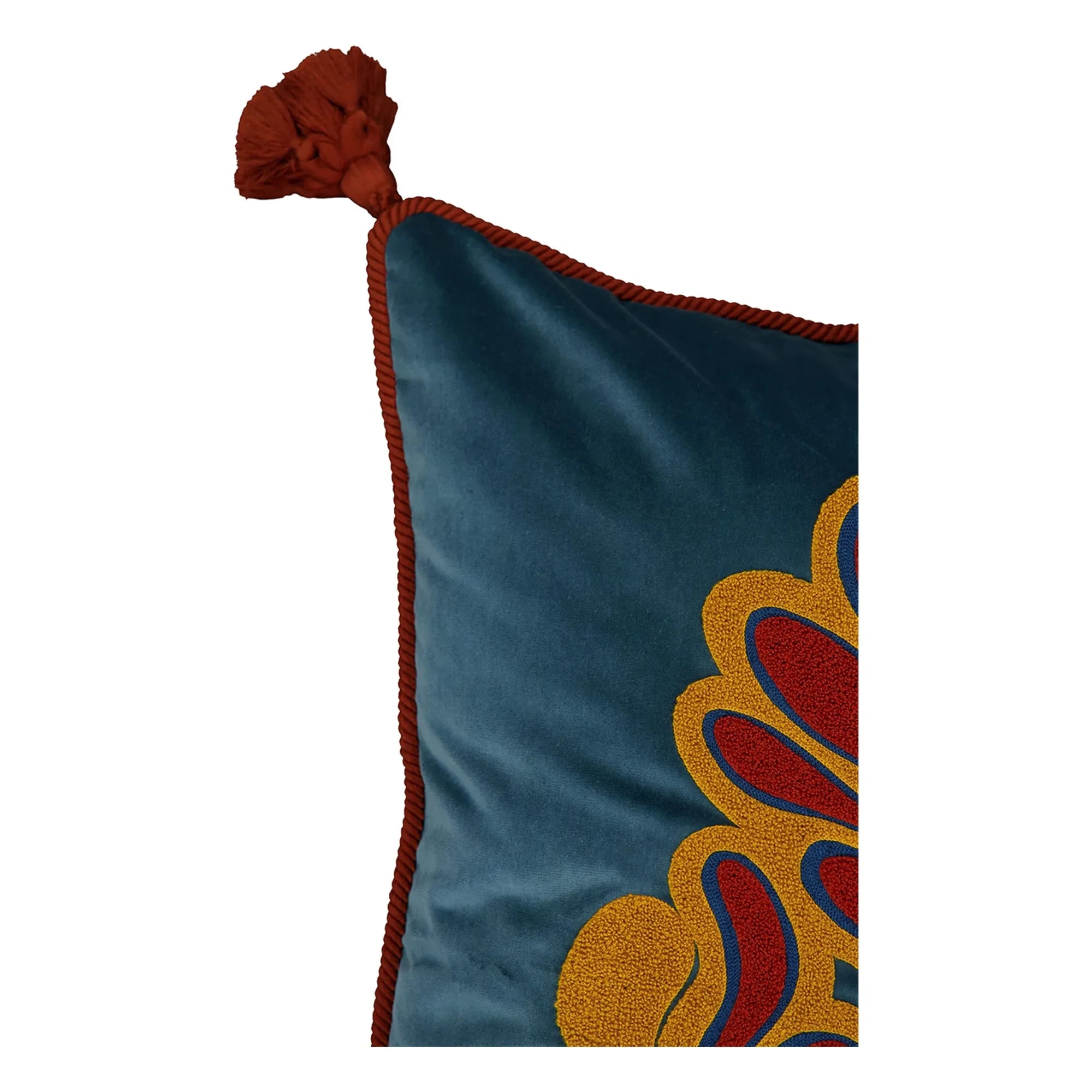 House of Capricorn - Afonso Embroidered Velvet Cushion | Blue