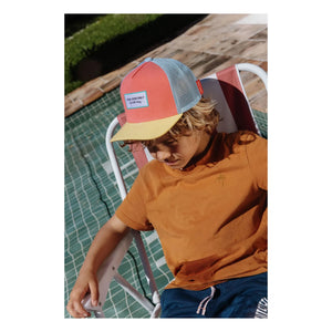 Hello Hossy - Trucker Mini Organic Cotton Curved Visor Hat | Coral