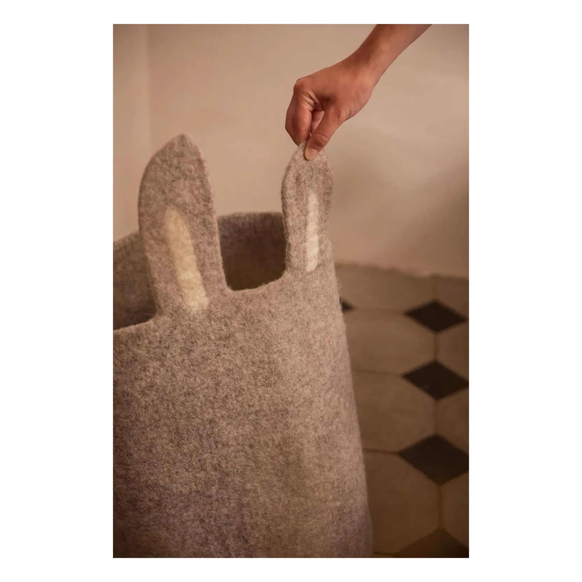 Muskhane - Rabbit Felt Storage Basket | Heather Gray