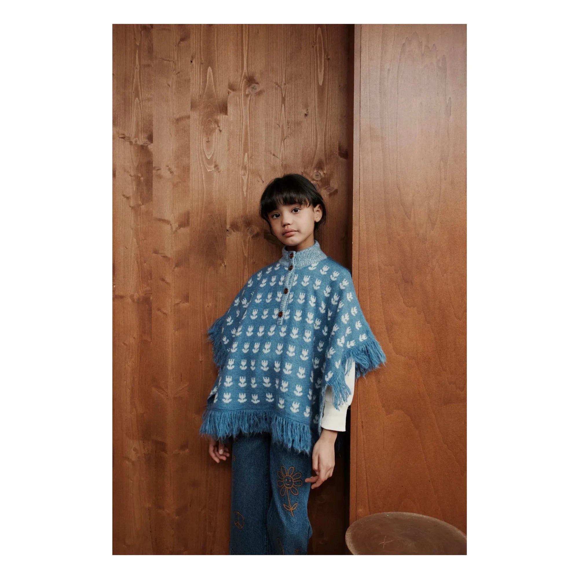 Emile et Ida - Tulip Wool Cape | Blue