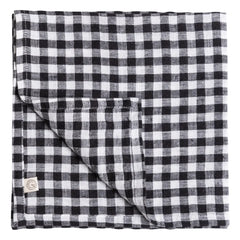 Gabrielle Paris - Gingham Yıkanmış Keten Peçete | Siyah