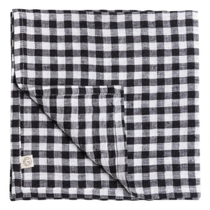Gabrielle Paris - Gingham Yıkanmış Keten Peçete | Siyah