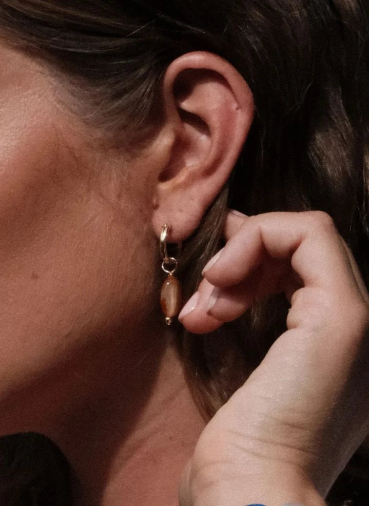 Camille Colette Studio - Hortense Cornaline Hoop Earrings | Orange