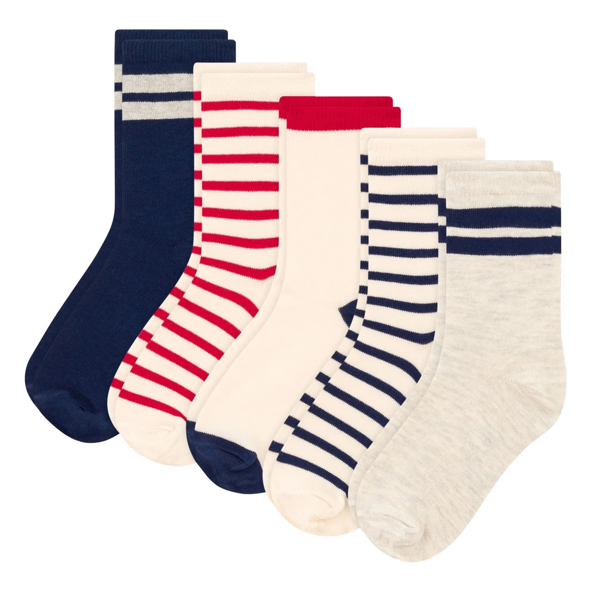 Petit Bateau - 5 Pairs of Striped Socks | Ecru