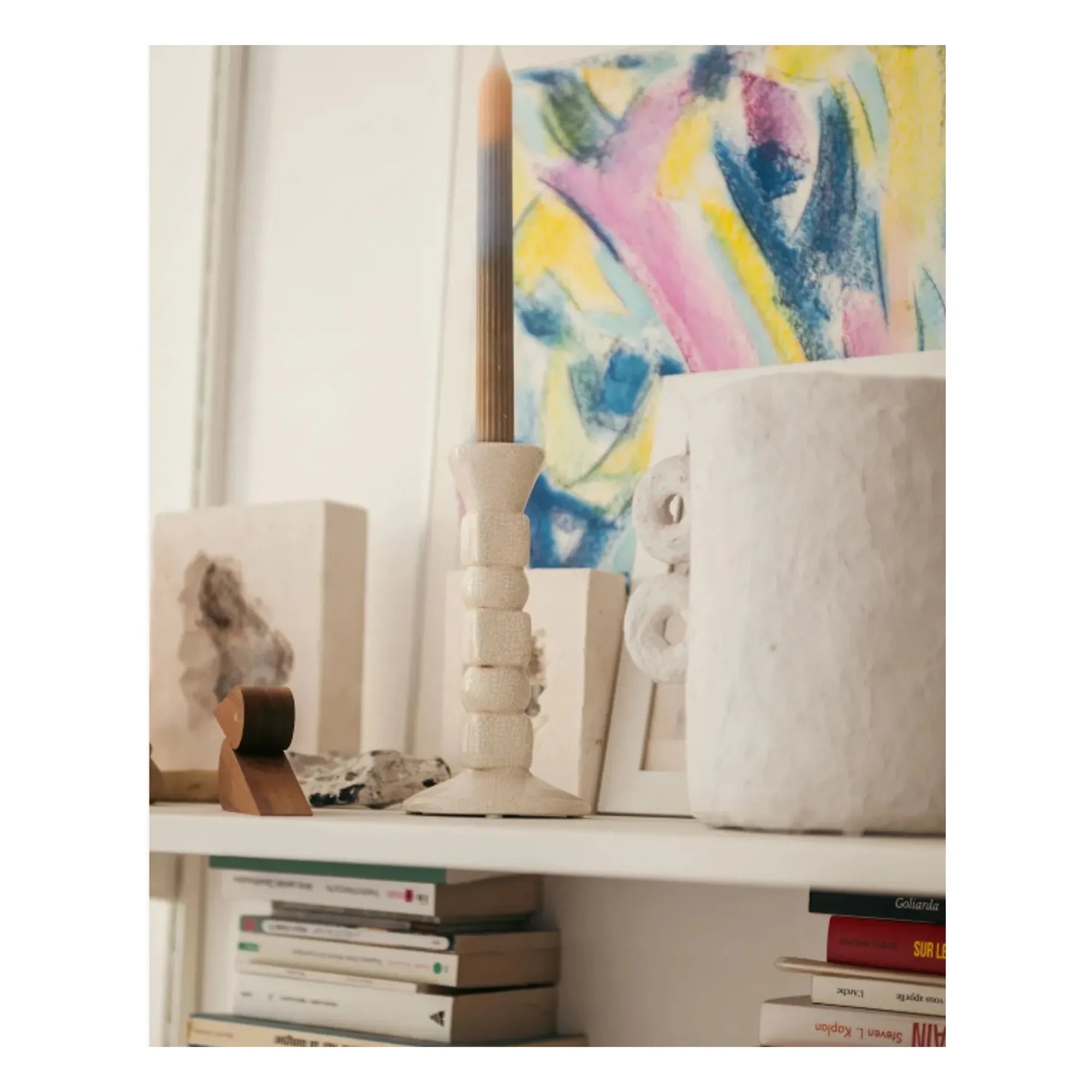 The Socialite Family - Crackled Ceramic Anna Small Candle Holder | Cream