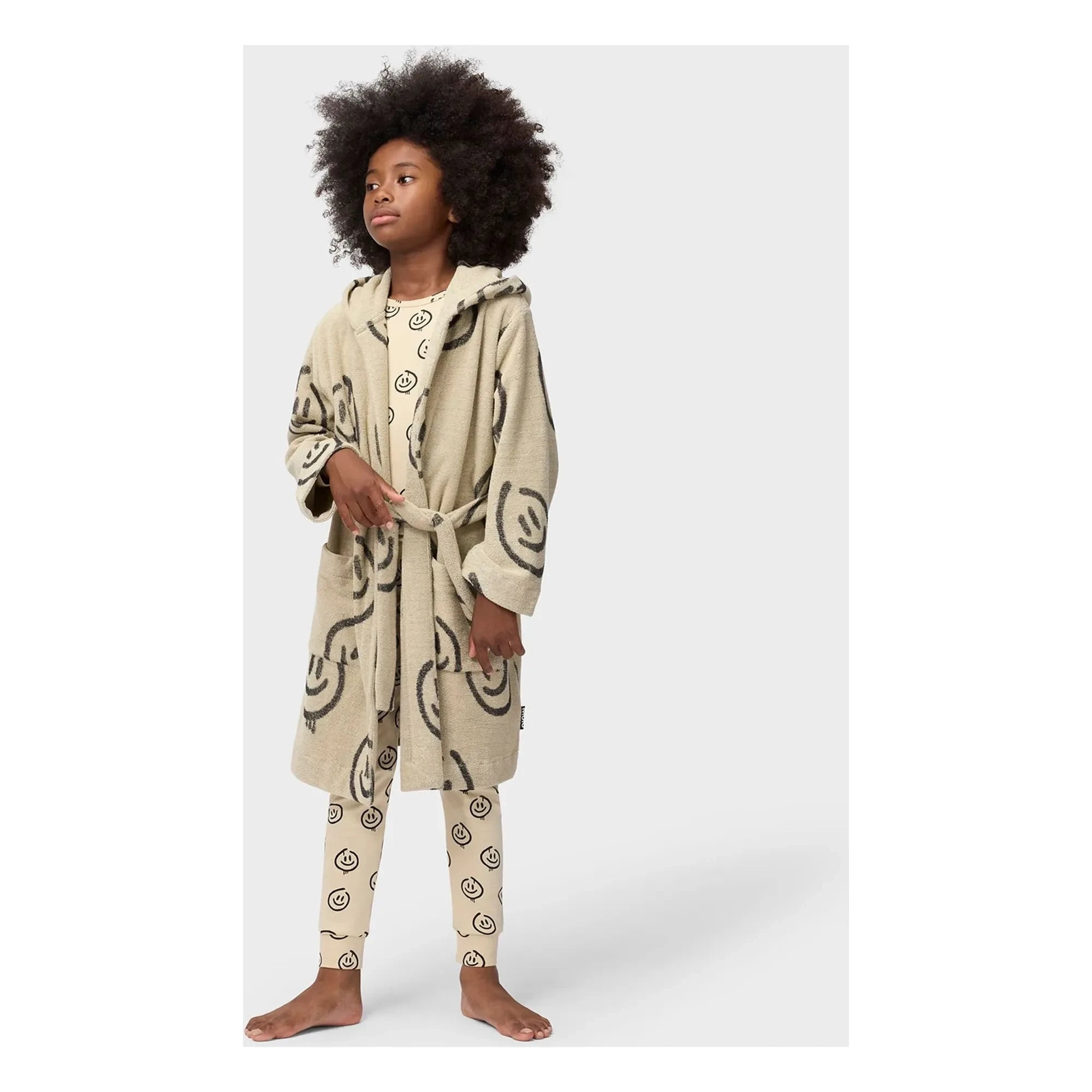 Molo - Lue Smiley organic cotton pajamas | Pale yellow