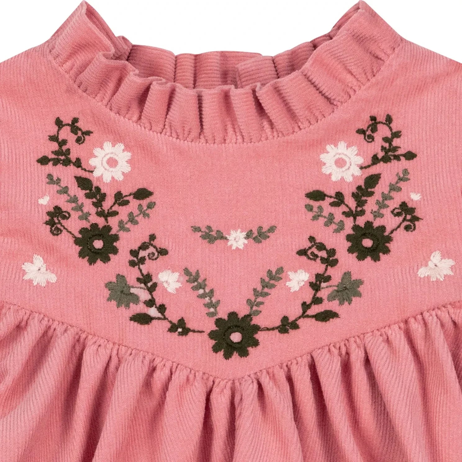 Bonton - Pauline Bébé Nakışlı Elbise | Pembe