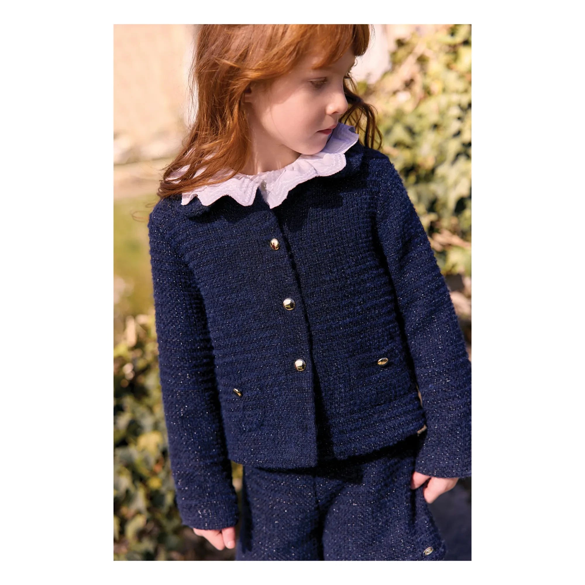 Tartine et Chocolat - Tweed Collar Jacket | Navy Blue