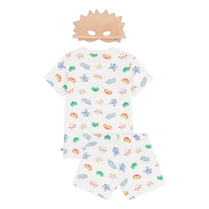 Petit Bateau - Organic Cotton Lion Masked and Short Pajama Set | White
