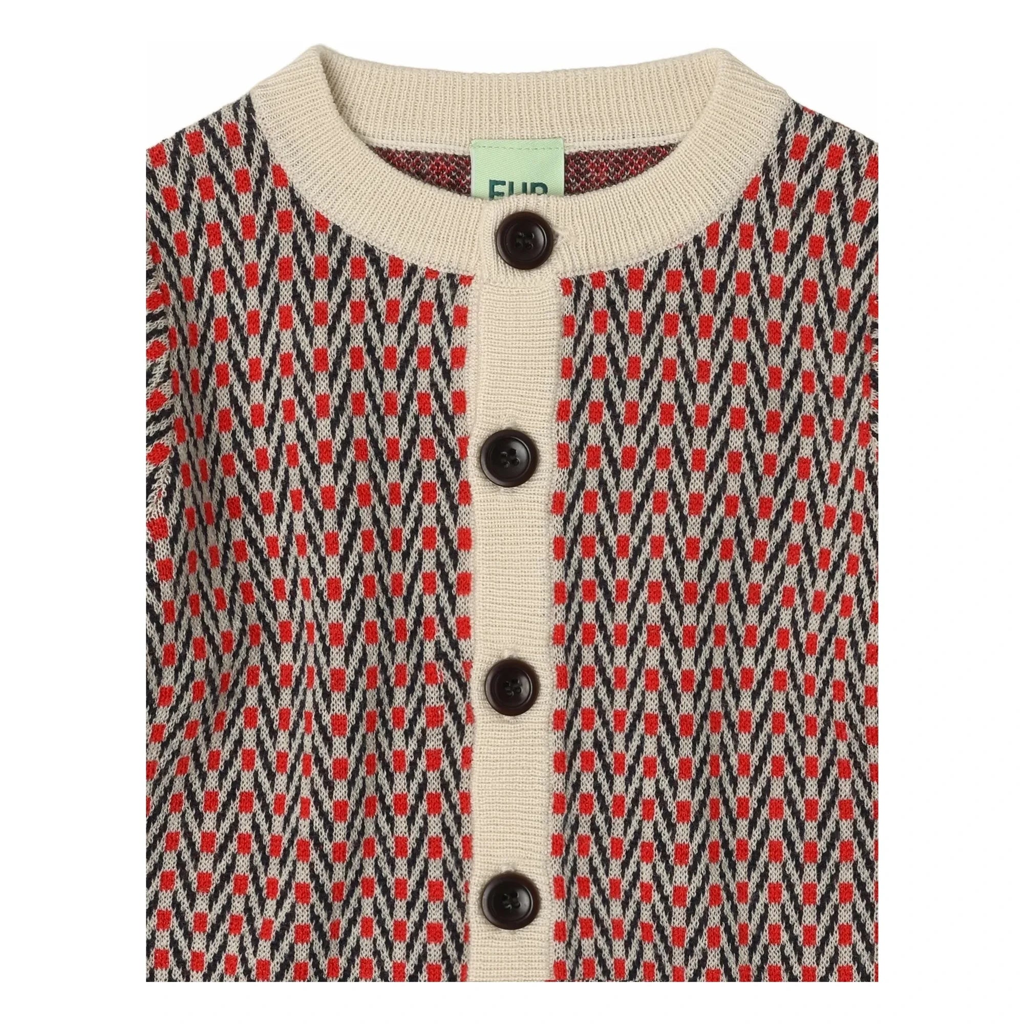 FUB - Ecru Merino Wool Chevron Cardigan