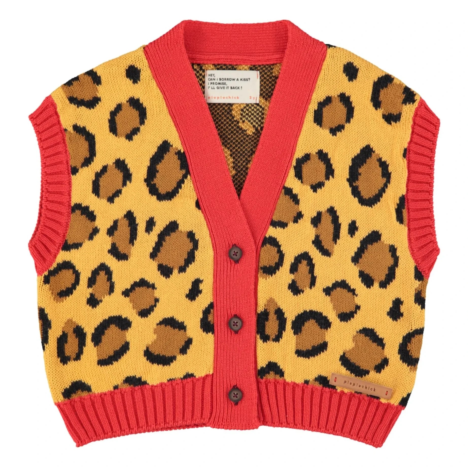 Piupiuchick - Leopard Organic Cotton Sleeveless Vest | Mustard