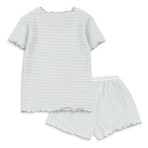 Konges Sløjd - Ribbed Organic Cotton Striped T-shirt and Shorts Set | Blue