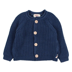 Búho - Organic Cotton Ribbed Côtes Cardigan | Navy