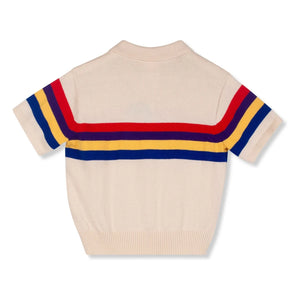 Wynken - Striped organic cotton polo shirt | Ecru