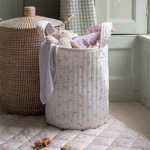 Avery Row Large Quilted Storage Basket - Anemone/Pink Check-Storage Baskets-Anemone/Pink Check- | Natural Baby Shower