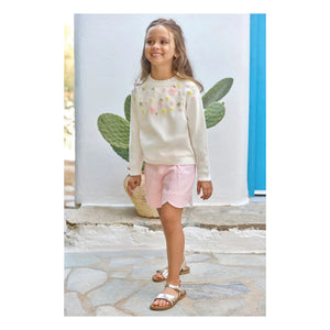 Tartine et Chocolat - Embroidered Flower Sweater | Ecru