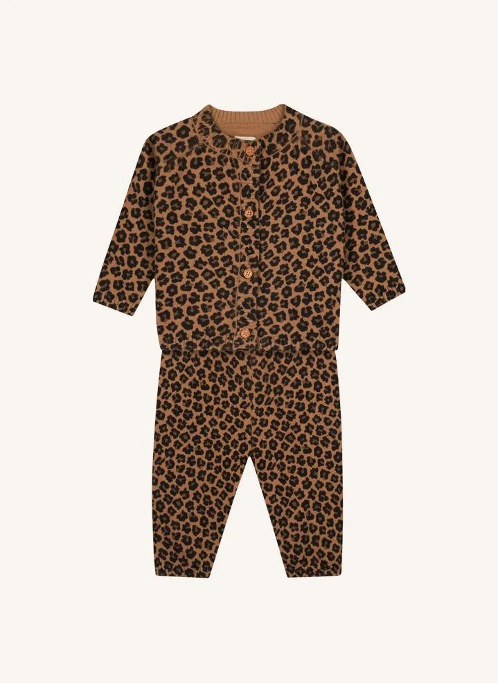 Bonton - Leopard Cardigan and Leggings Set | Brown