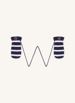 Petit Bateau - Striped Heart Gloves | Midnight Blue