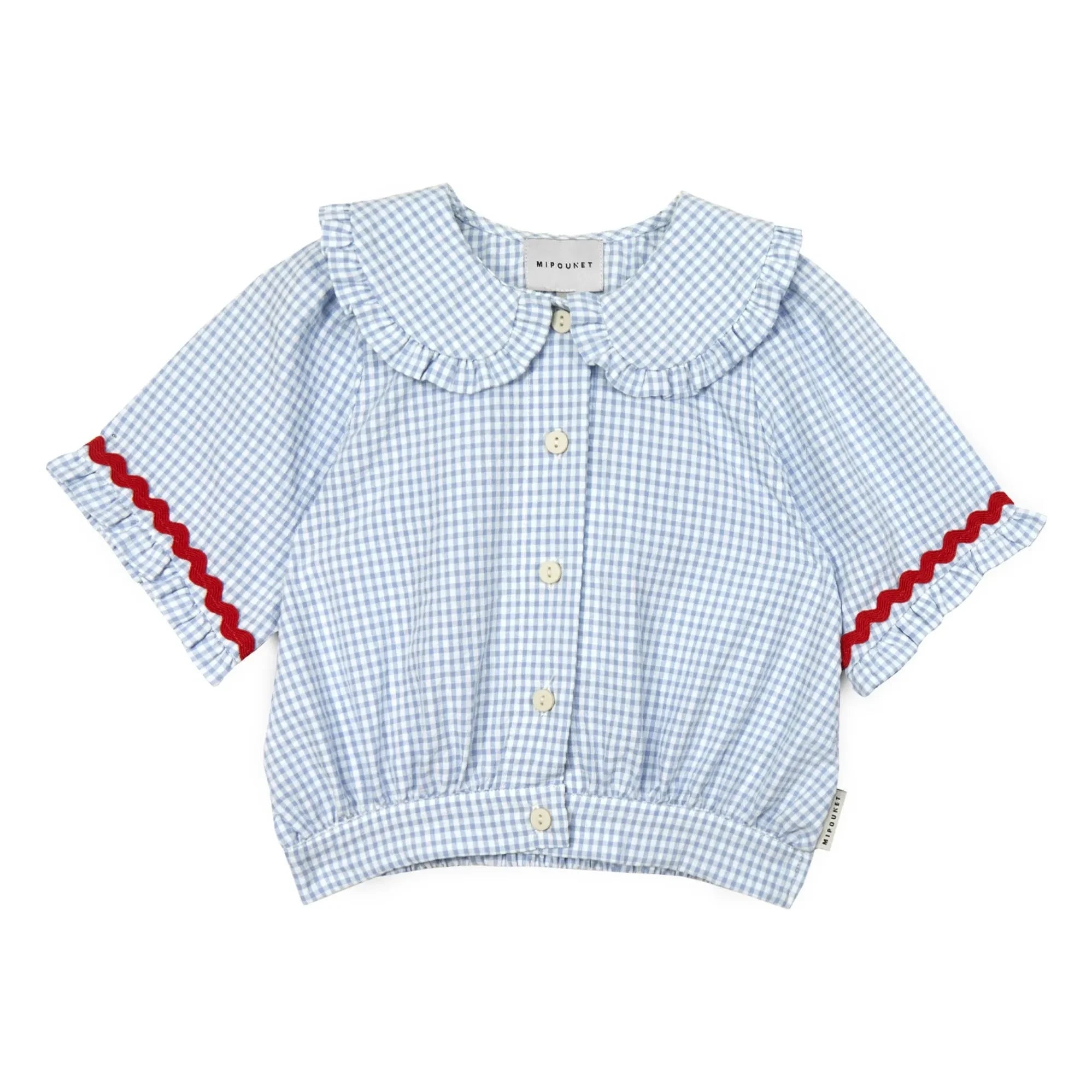 Mipounet - Claudine Collar Sylvie Vichy Blouse | Light Blue