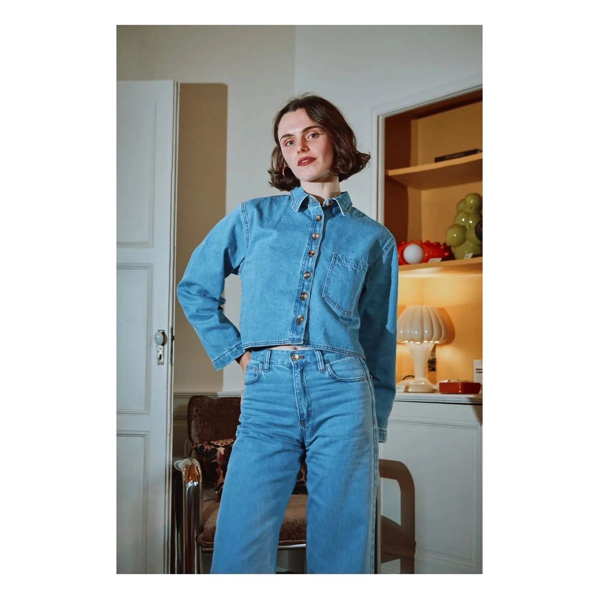 Poudre Organic - Mandarin Denim Shirt | Mavi