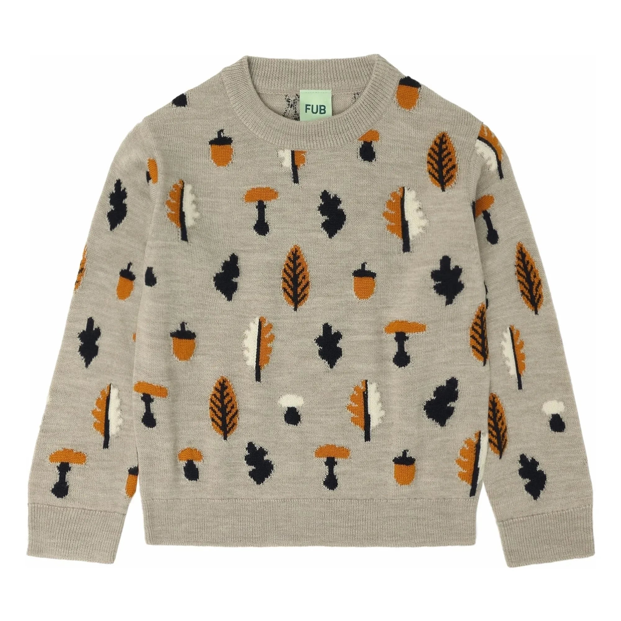 FUB - Jacquard Merino Wool Sweater | Heather beige