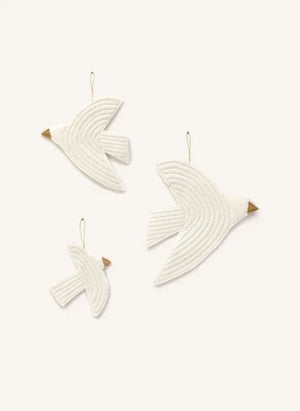 Muskhane - Birdy Felt Wall Decorations - 3-piece Set | Ecru