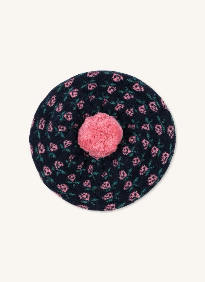 Konges Sløjd - Belou Floral Pattern Wool Beanie | Navy