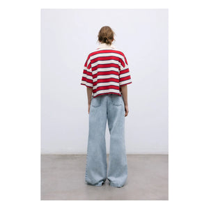 the new society - Acacia Striped Cotton Polo | Red
