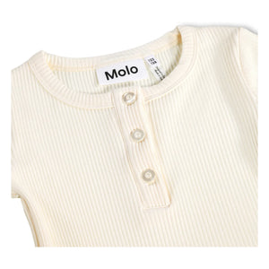 Molo - Rosey Ribbed Buttoned T-Shirt | Ivory