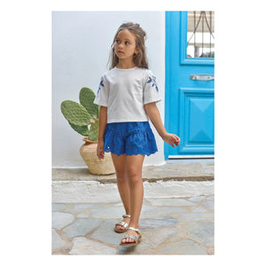 Tartine et Chocolat - Embroidered Flower T-Shirt | White