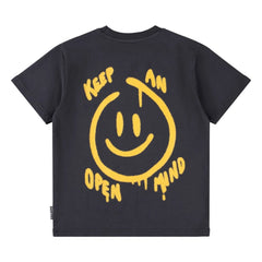 Molo - Railey Smiley Open Mind Organik Pamuk Tişört | Siyah