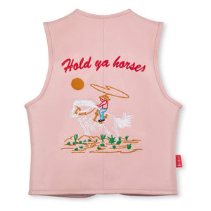 Fille Garçon - Hold Ya Horses Nappa Leather Sleeveless Jacket | Pale Pink
