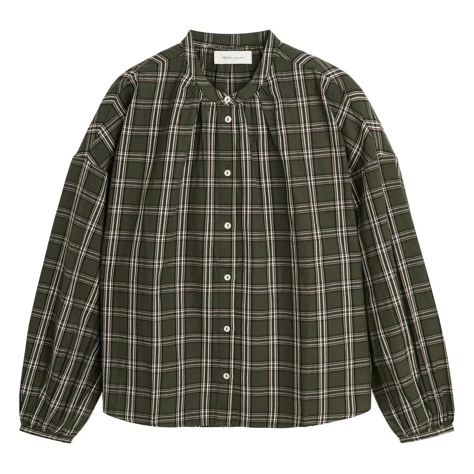 Skall Studio - Cilla Organic Cotton Checked Blouse | Green