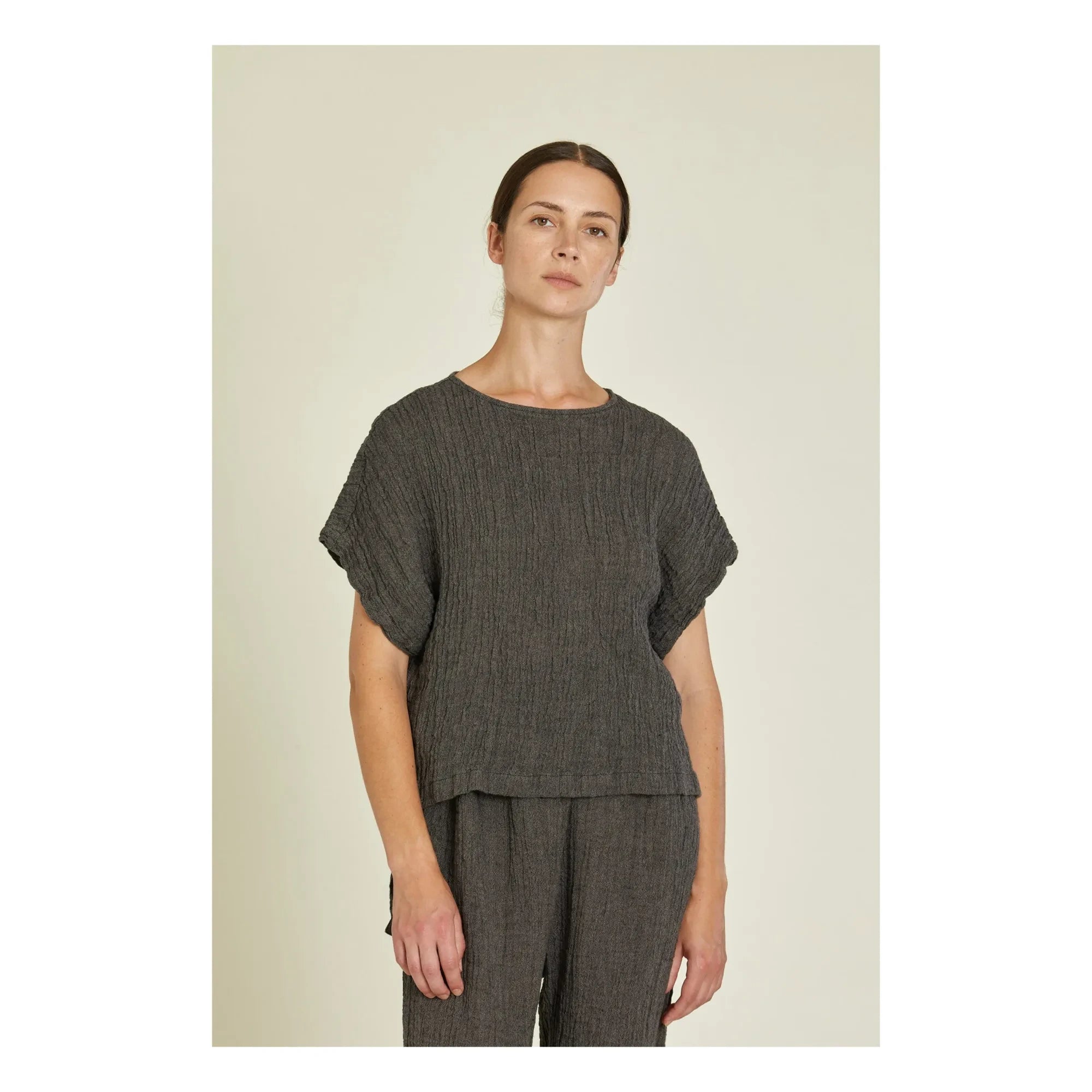 Black Crane - Basic Linen Top | Dark Slate Gray