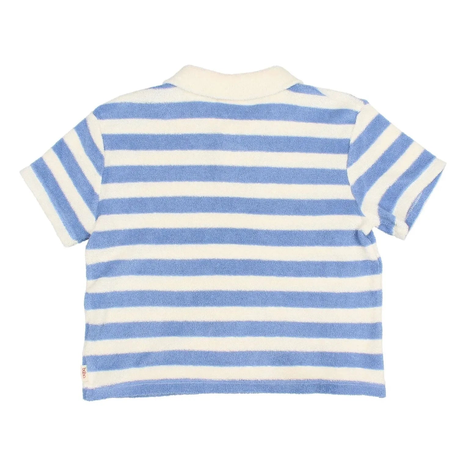 Búho - Striped Organic Cotton Polo T-Shirt | Light Blue