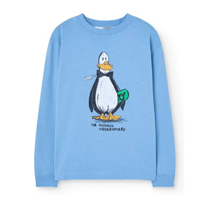 The Animals Observatory - Organic cotton Dog Penguin T-shirt | Light blue