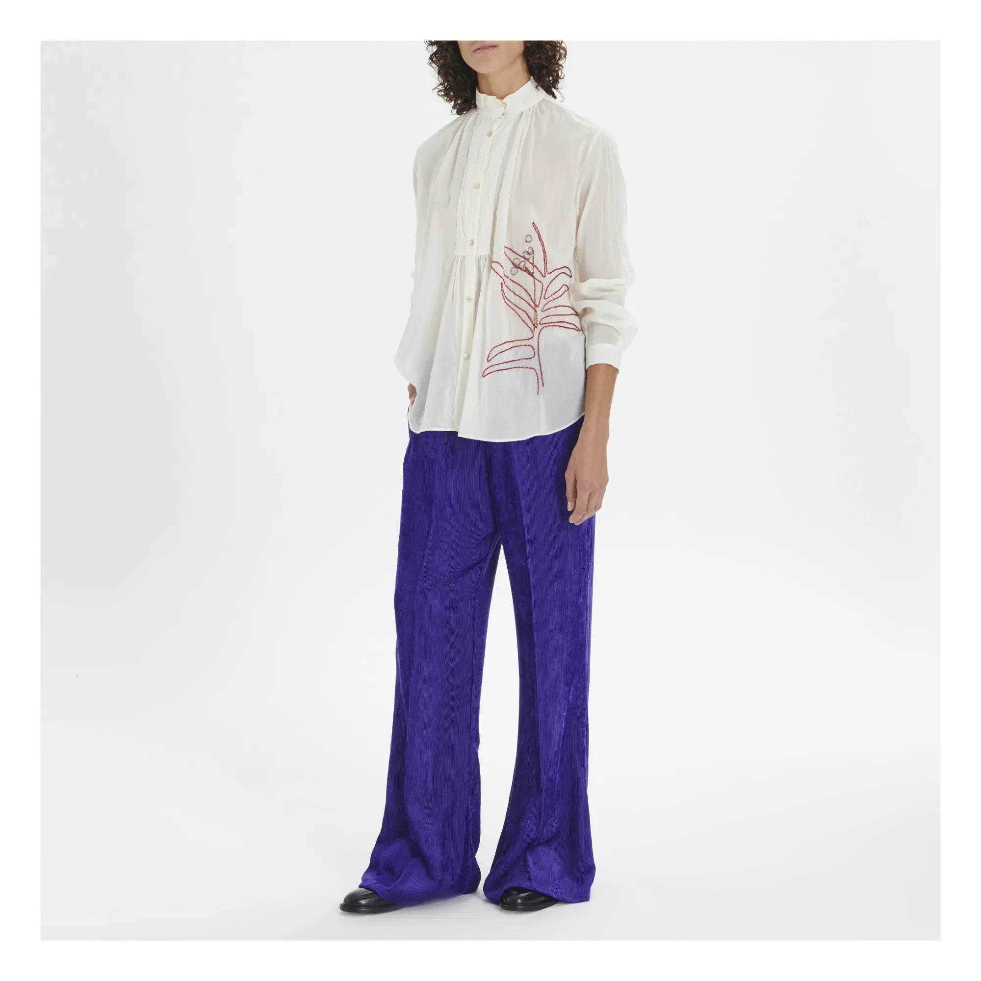 Forte Forte - Bohemian Style Cotton and Silk Voile Embroidered Blouse | White