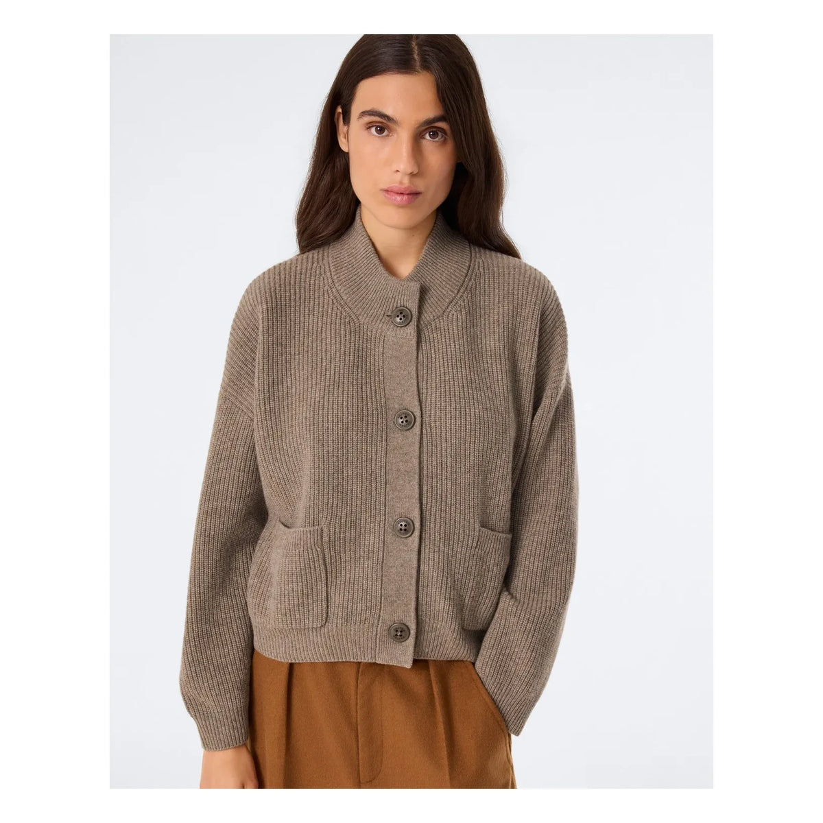 Kujten - Milan Cashmere Cardigan | Melange Khaki