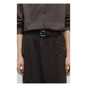 Cordera - Classic Crocodile Pattern Leather Belt | Black