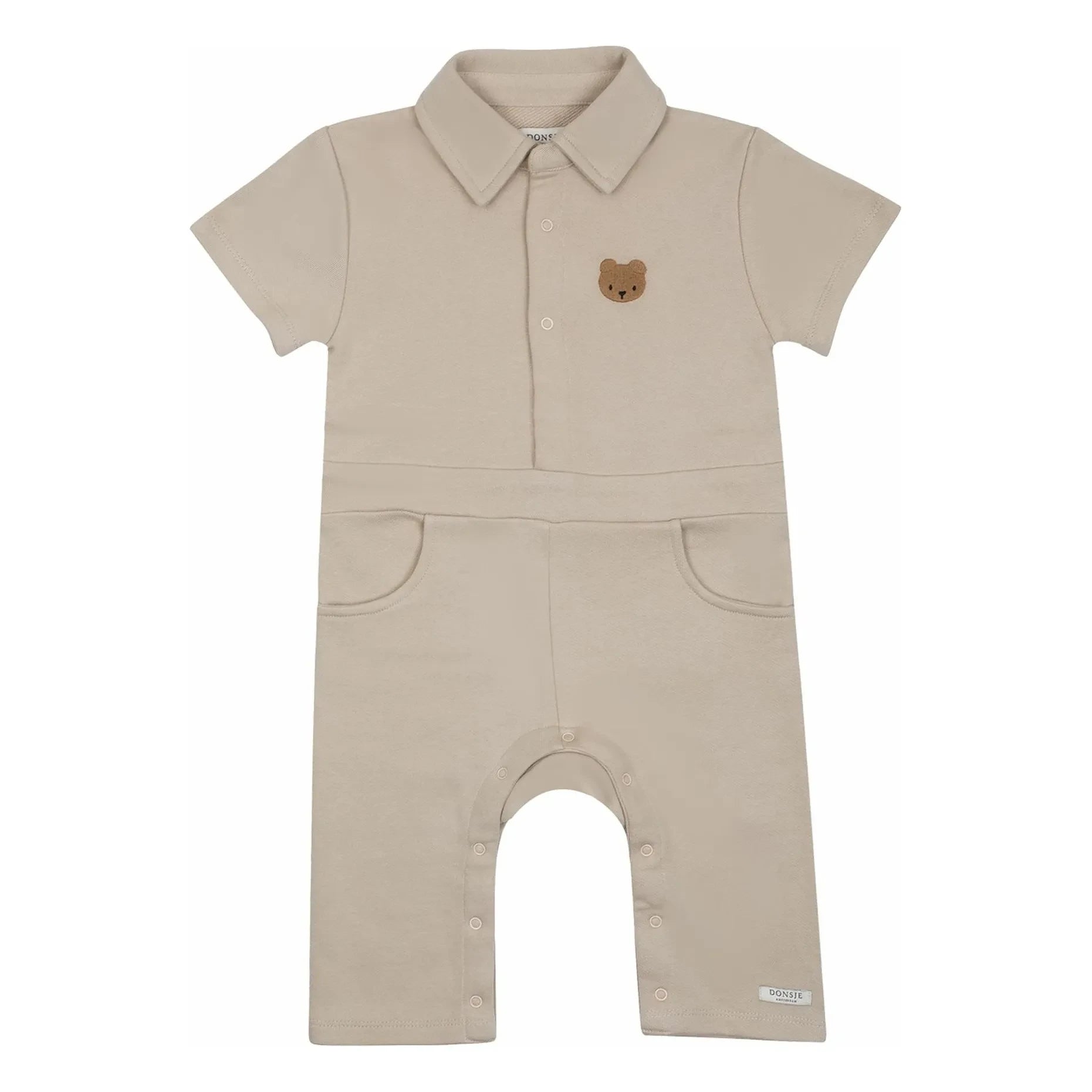 Donsje - Organic Cotton Bear Romper | Beige