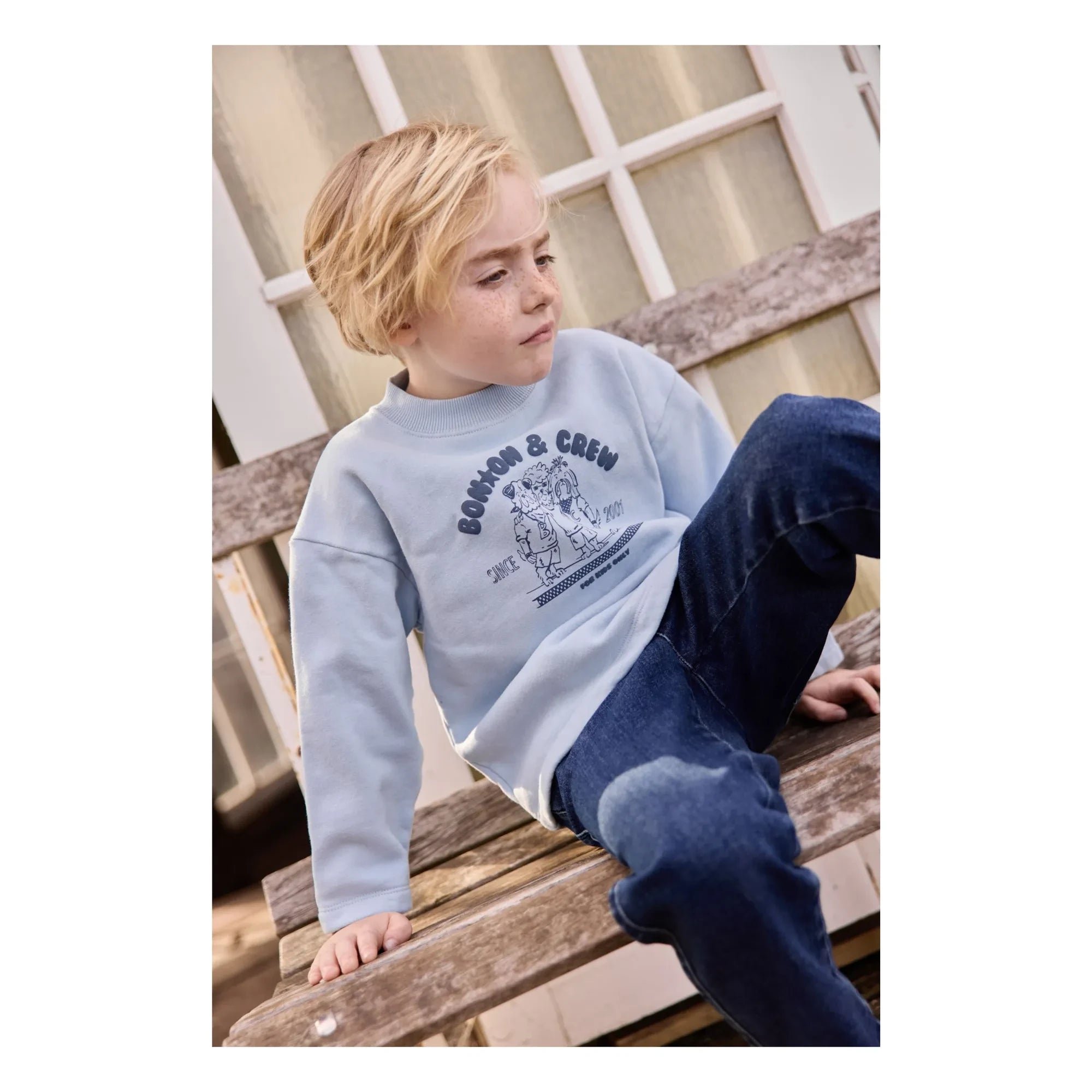 Bonton - Laurel Crew Neck T-Shirt | Light Blue