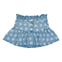 Louis Louise - Denim Pipeau Floral Skirt | Light Blue