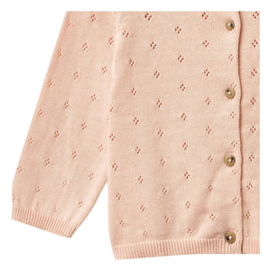 Wheat - Maia Organic Cotton Baby Knitwear Cardigan | Light Powder