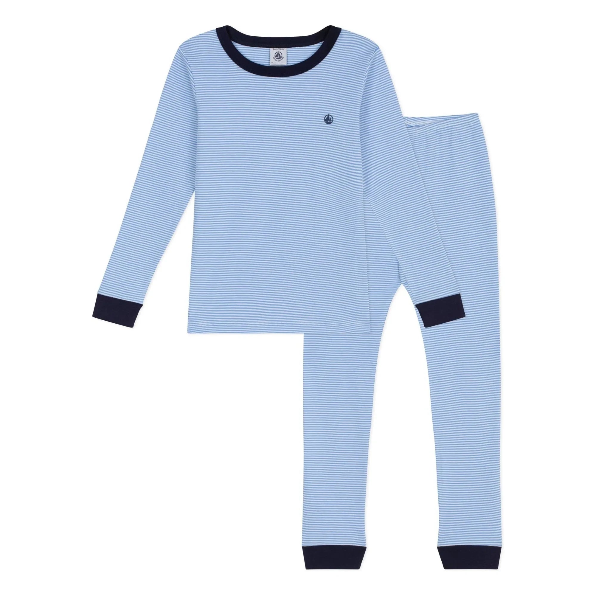 Petit Bateau - Milleraies Organic Cotton Slim Fit Striped Pajamas | Blue