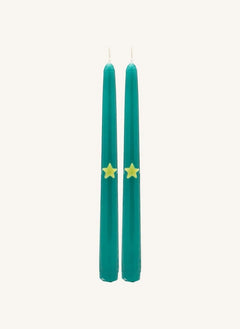 Anna + Nina - Christmas Star Candles - Set of 2 | Green