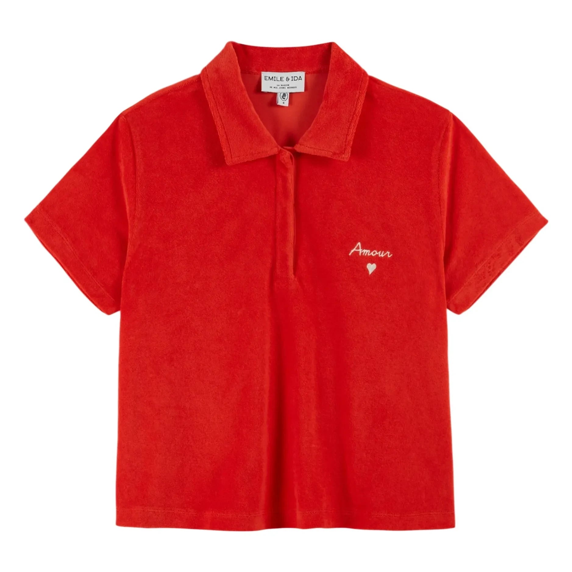 Emile et Ida - Embroidered Terry Polo | Poppy