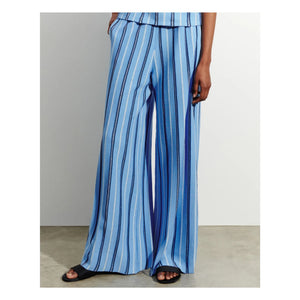 Bompard - Linen, Cotton, and Silk Striped Pants | Blue