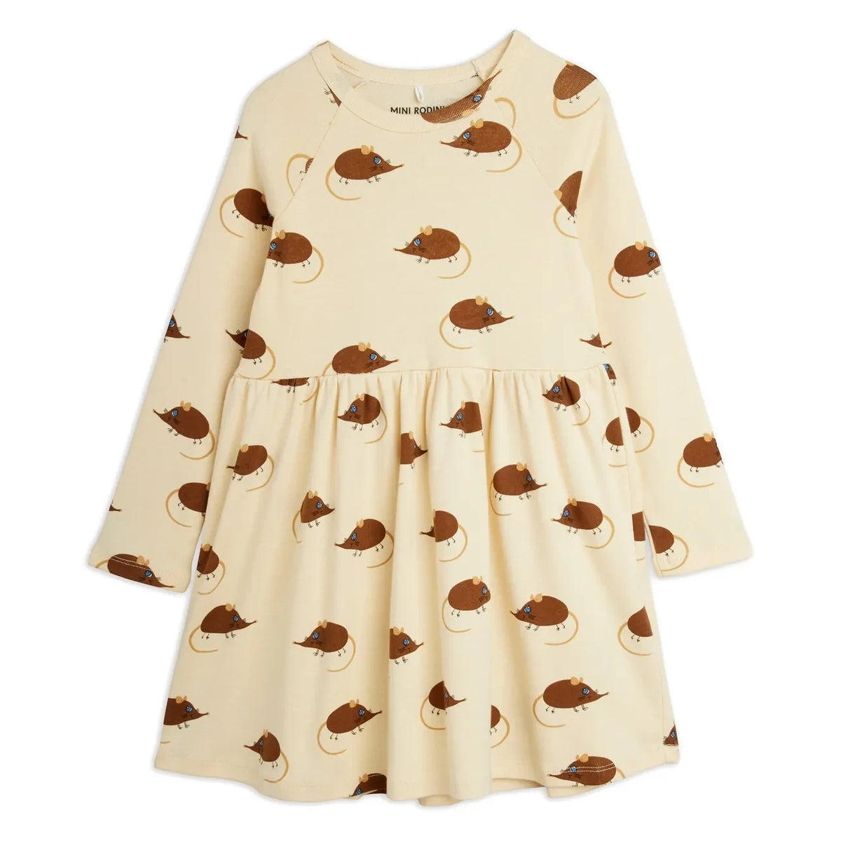 Mini Rodini - Organic Cotton Mouse Dress | Beige